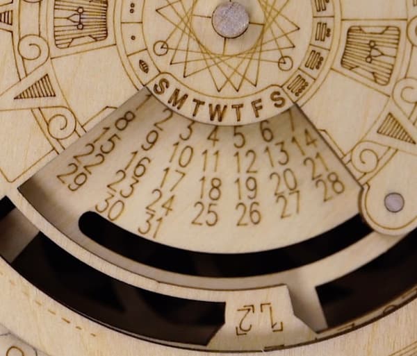 1 st 3D trä evighetskalender pussel, mekanisk kugghjulsleksak