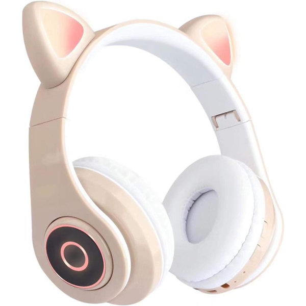 Kattørehodetelefoner med blinkende LED-lys, Bluetooth, sammenleggbare