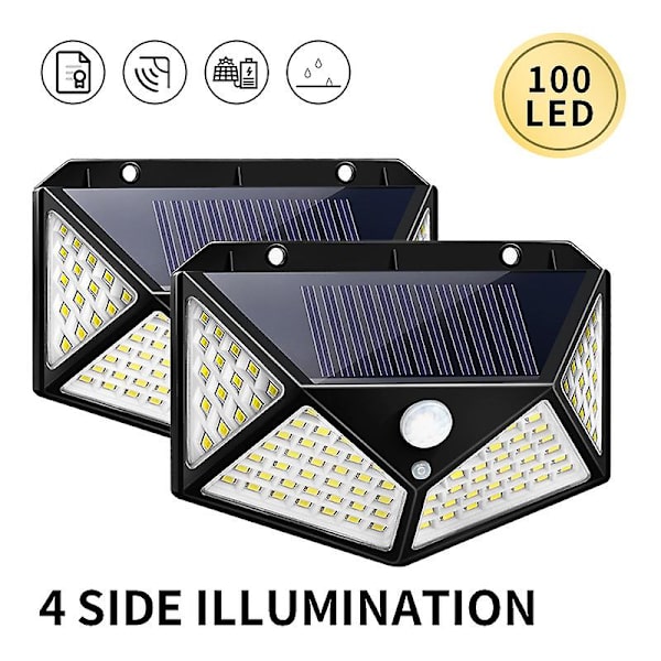 Utomhus solcellslampa 162 LED 2-pack rörelsesensor utomhus solcellslampor