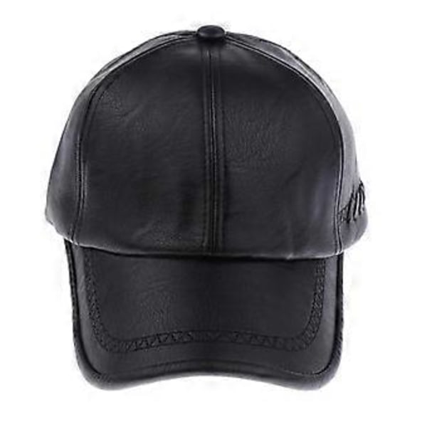 Herre Baseball Casual Kasket Justerbar Pu Golf Sport Udendørs Hatte (Style 2-Sort)