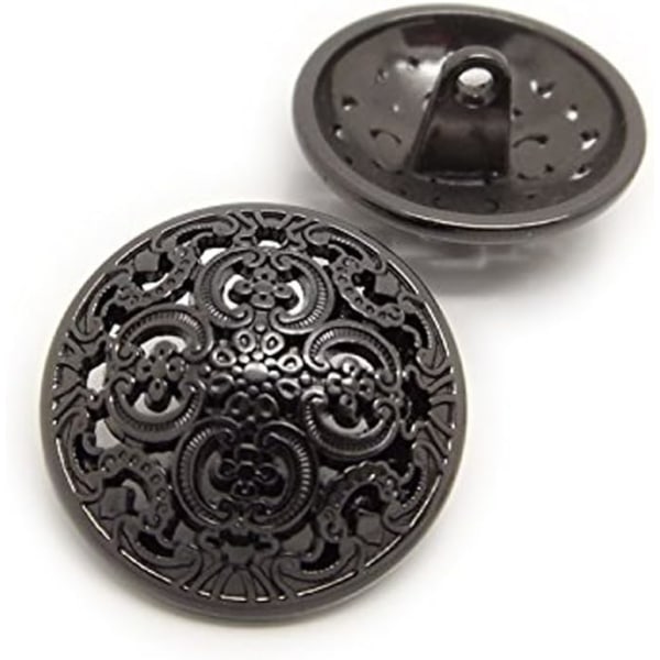 10 stk. (sort, 20 mm) Tøj knap - Retro hul sy knap M