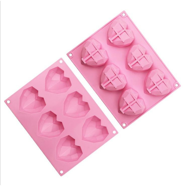 Choklad Silikon Dessertform 6 Hålrum 3d Hjärtform Används För Tårta Godis Chokladtårta Gelé Handgjord 6 Hål Rosa