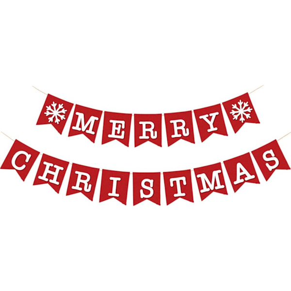 Julevimpel Vimpelguirlande Stof Banner med Glædelig Jul
