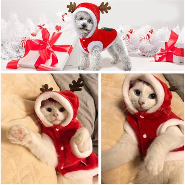 (M) Hundjul Julkläder Katt Juldräkt Hund X-mas Tröjor