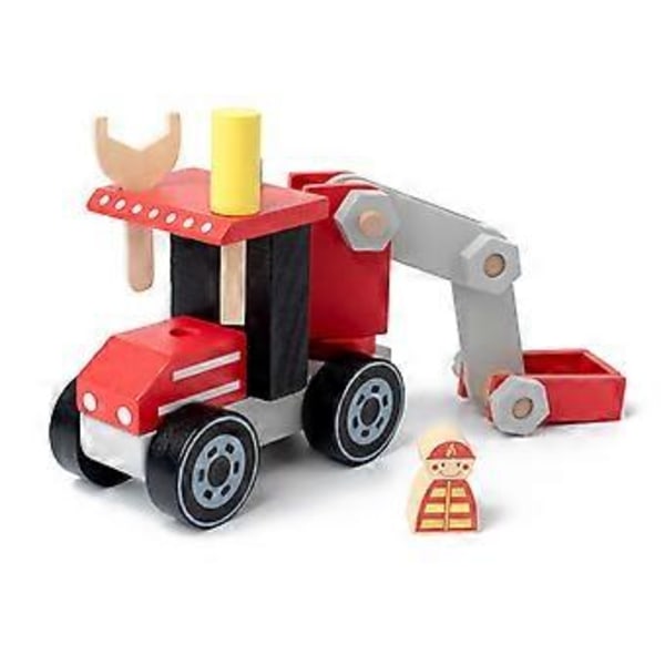 Skrue Monteringssimulering Bil Ingeniørkjøretøy Tre Simulering Ingeniørkjøretøy for Gutter Jenter DIY Modell Leketøy fire truck