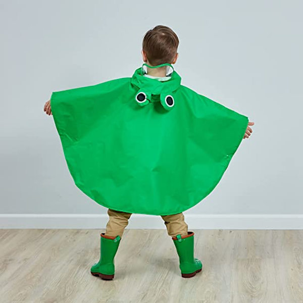 Unisex Barn Baby Regnkappa Lättvikt Fladdermus Cape/Regnponcho med Huvud 6-8 år (Grön Groda) Grenouille