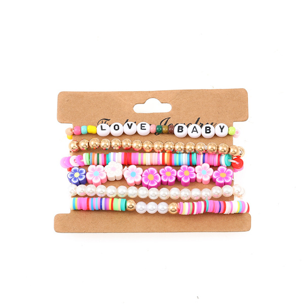 6 st/set stilfulla färgglada alfabets pärlor armband set för kvinnor