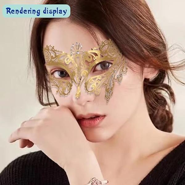 Lady of Luck Kvinners Maskeball Blonder Maske S (Golden-01 Metall)