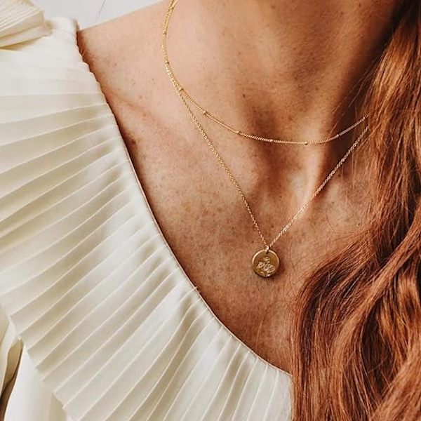 STUDIOS Halsband med födelsemånadsblomma, 18K guldpläterat, enkelt