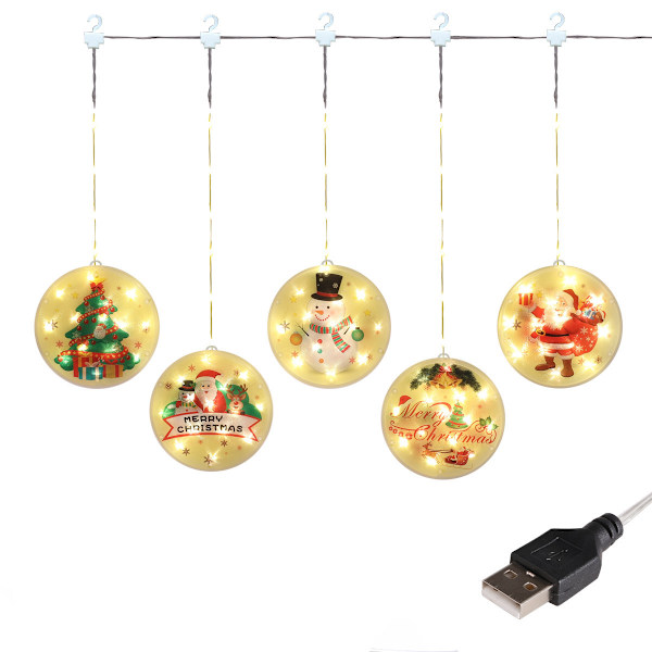 Julgardiner med LED-lampor 1.5M 3D-hängen Julmönster