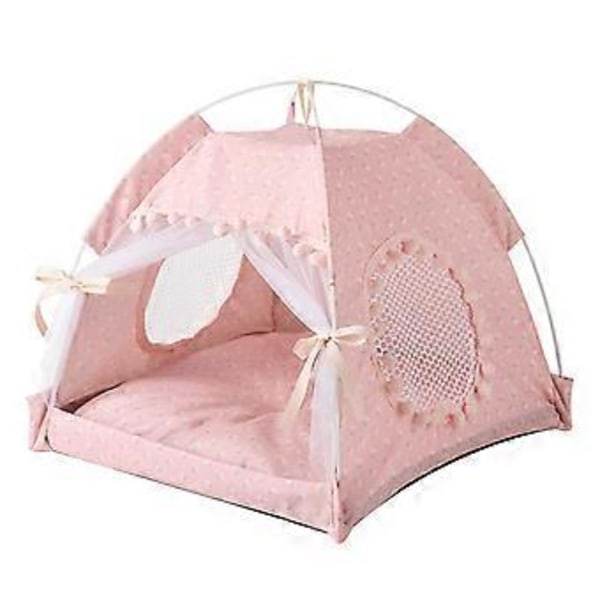 Kannettava kokoontaitettava lemmikkiteltta kissatalo koiratalo lemmikkihäkki ulkoteltta pennun kosteudenkestävä teltta retkeilyyn S floral pink S