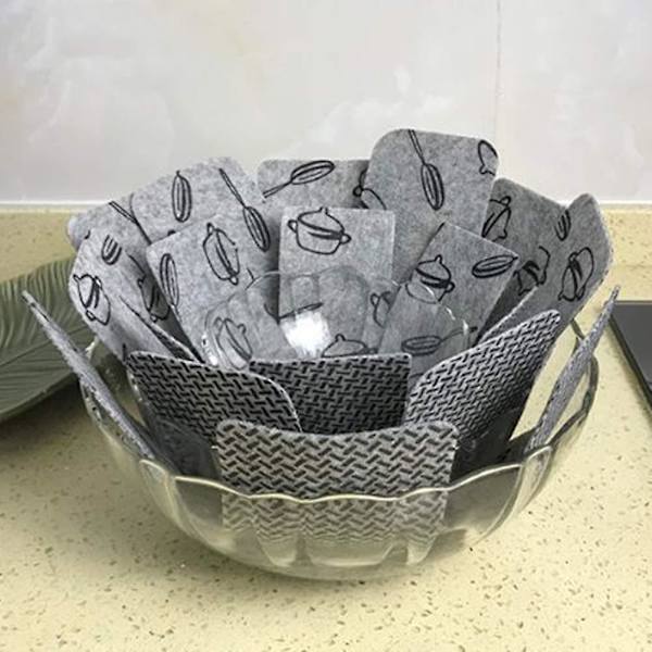 3st Non Woven Pot &amp; Pan Protector Divider Pads Anti-halk Värmeisolerad Pan Pot Mat Hållare Kokkärl Separator Matta Slumpmässig färg