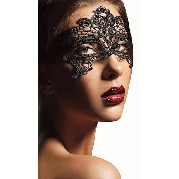 Lady of Luck Spets Maskerad Mask Venetiansk Svart Filigran Mascara