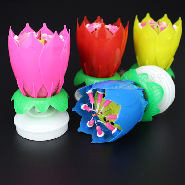 Magiske Bursdagslys Musikk Bursdagslys Roterende Lotus Bursdagskake Leke Gul