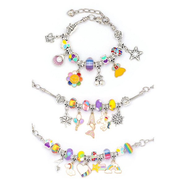 Charm armbandssats DIY hantverk smyckesgåva set för barn flickor tonåringar（Röd）