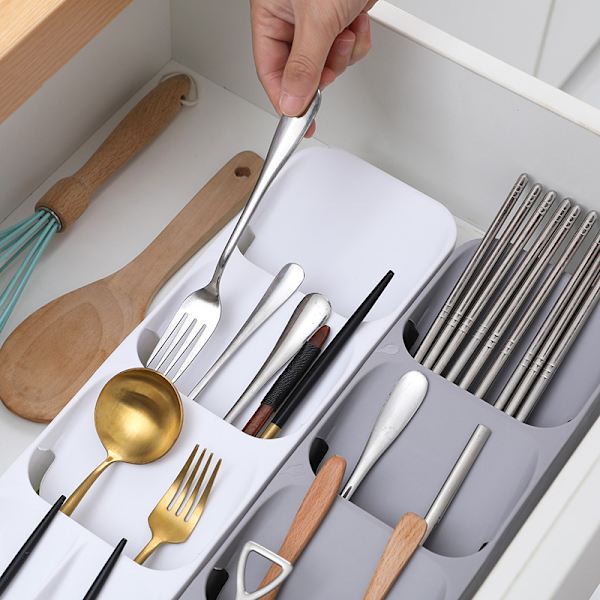 2 stk. kompakt bestik opbevaringsboks bestik skuffe bakke bedste køkken bestik knive redskab opbevaring organizer