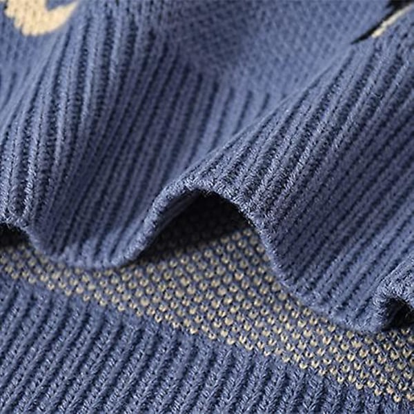 Damtröja Fjärils Jacquard Lös Casual Pullover Fashion Trendig Värmande Tröja För Vinter Julgåva（S Blå）