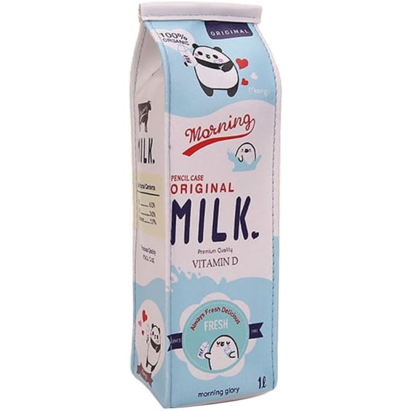 1 ST Blå mjölklåda Pennväska Case , konstläder Penci