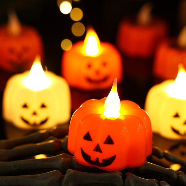 2 st pumpa ljuslykta, Halloween LED elektronisk pumpa lykta