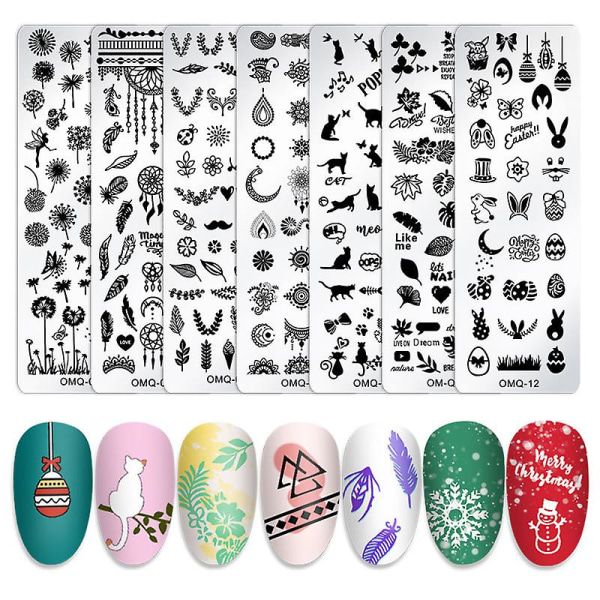 Nagelstämpelplatta Stämpelmall Nagelbildplatta Stencil Diy Tryck Rostfritt Stål Verktyg（OMQ01）