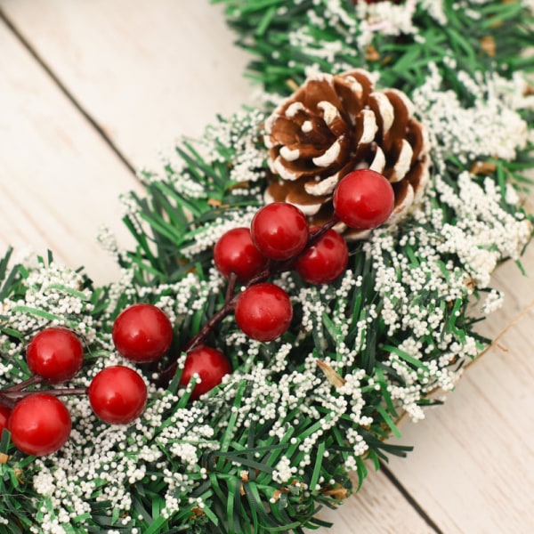 Julekrans for dør 30 cm Hengekunstig blomsterkrans Juledekorasjon med sløyfer Jingle-krans Juletrær Dørkrans Veggdekorasjon Peisramme