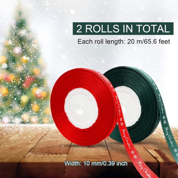 2 rullar 43 meter God Jul-band, DIY-hantverkspaket