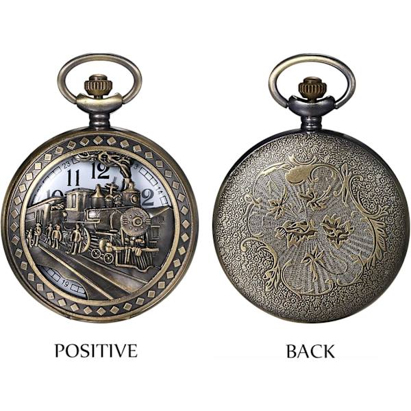 Vintage Lommeur Bronze Vedhæng med Kæde Halskæde til Mænd