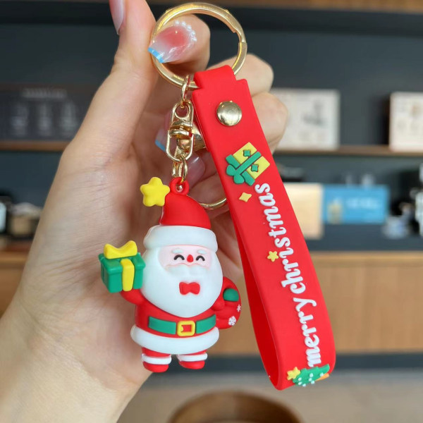 1 Pack Christmas Keychain Rubber Santa Claus Keychain Christmas T