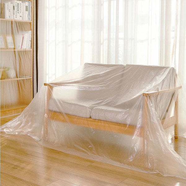 2 Roll Plastic Sofa Cover, Plastic Furniture Cover, Waterproof Co