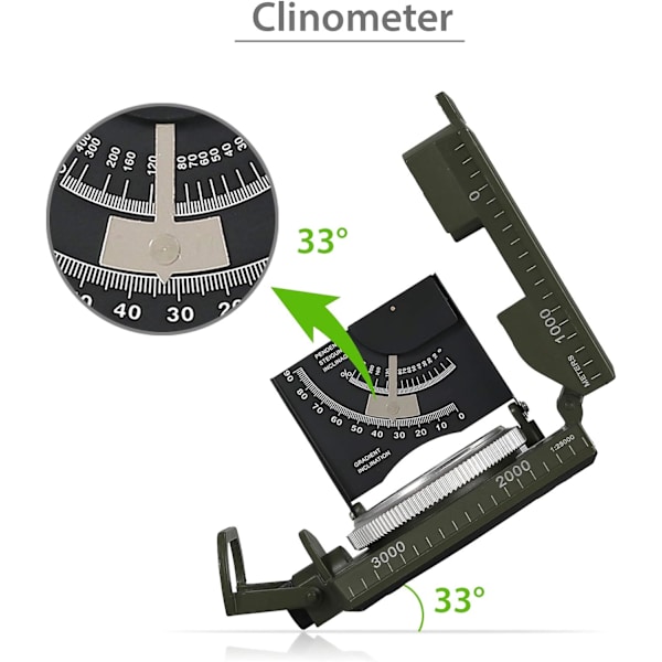Professionel militær vandreturskompas med klinometer metal sigte