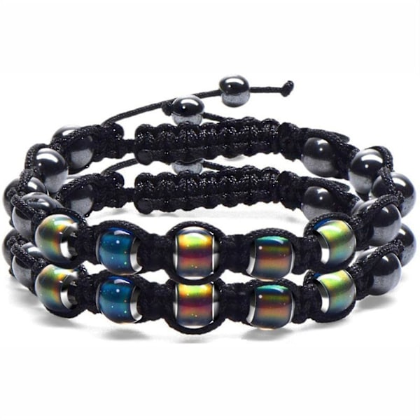 Termochromisk Perle Lymfe Udelukke Urenheder Armbånd, Termochromisk Vævet Slankende Armbånd Håndsmykker Tilbehør Sort
