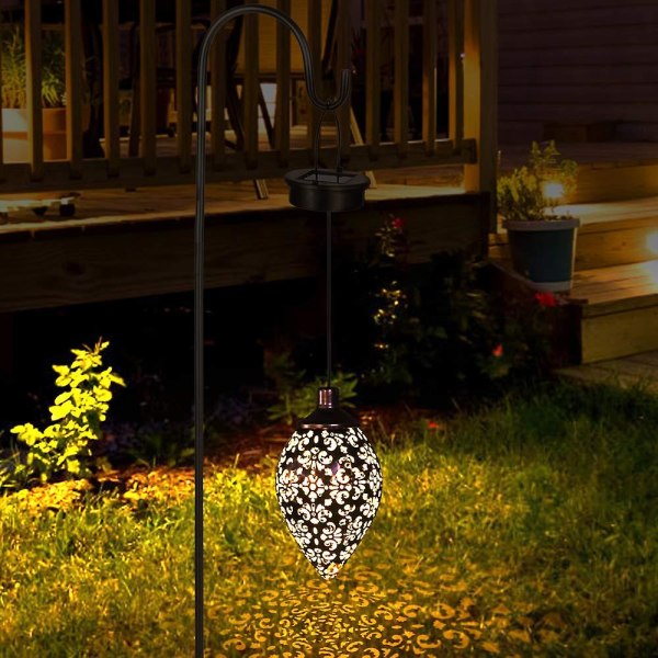 Solar Lantern Light, Utomhushängande trädgårdslampor Metalllampa för uteplats, gård, veranda, gräsmatta, innergård