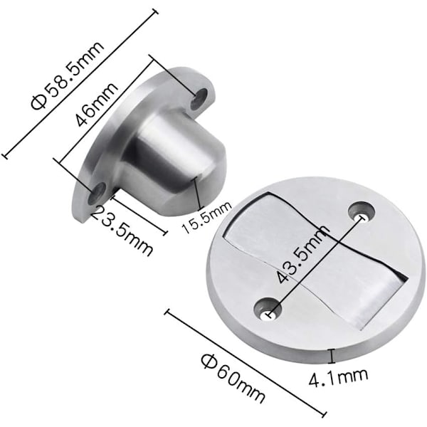 1 stk magnetisk dørstopper i rustfritt stål