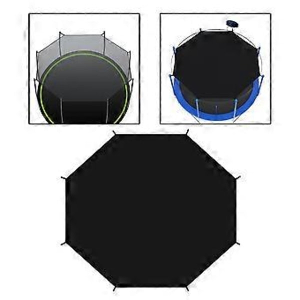 Trampoline Solskjerm Trampoline Solbeskyttelsesdeksel Rivsikker for 8 Stolper Rund Trampoline Svart Tak Trampoline Markise (14 fot) 14ft