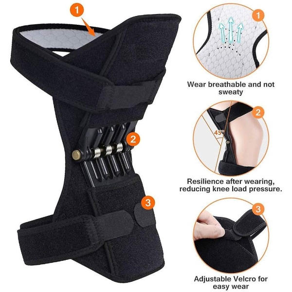 Power Knäskydd Stöd Brace Fjäder Knäskydd, 1par Patella Booster Fjäder Knäskydd Stöd För Vandring Sport