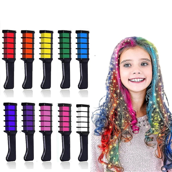 10 färger hårkrita för flickor, barn