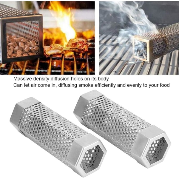 2 Pieces 15.3cm Tube Cold Smoke Generator, Stainless Steel Hexago