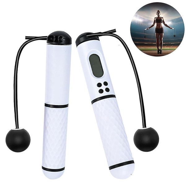 Jump Rope, Digital Weighted Ropeless Skipping Rope, Adjustable Cordless Jumping Rope For Home Fitness Exercise Training For Women Men（White-black）