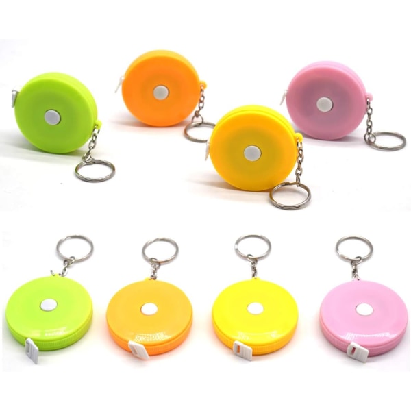 8 stycken måttband nyckelring mini bärbar infällbar linjal för