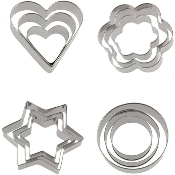 Set of 12 Cookie Cutters, Metal Cookie Cutters, Stainless Steel C