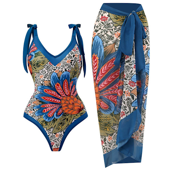 Dame En-delt Bikini Badetøj Med Badetøj Cover Up Strandkjole Y16（M Ananas）