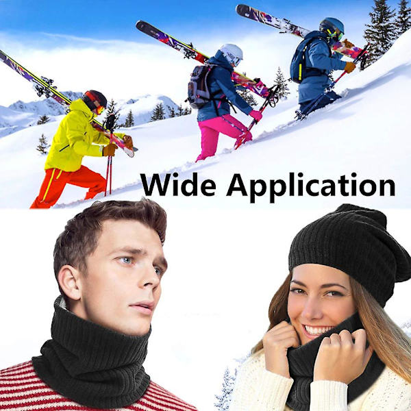 Fleece Halsvärmare Termisk Snoods Unisex Tjock Vinter Kallt Väder Stickad Cirkel Halsduk För Cykling Motocykel Sport（Svart）