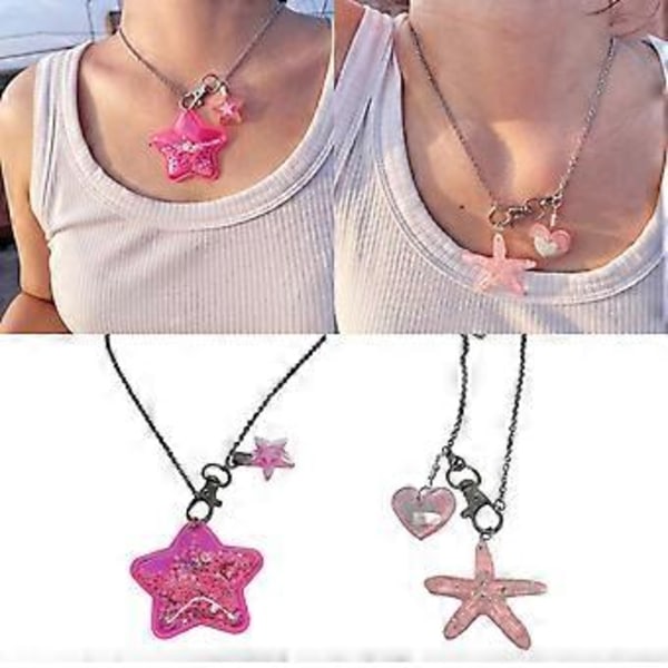 Y2K Tähtikoru Kaulakoru Elegantti Pieni Ketju Meritähti Riipus Solisluuketju Kevyt Suloinen Söpö Choker Naisille Teineille style 1