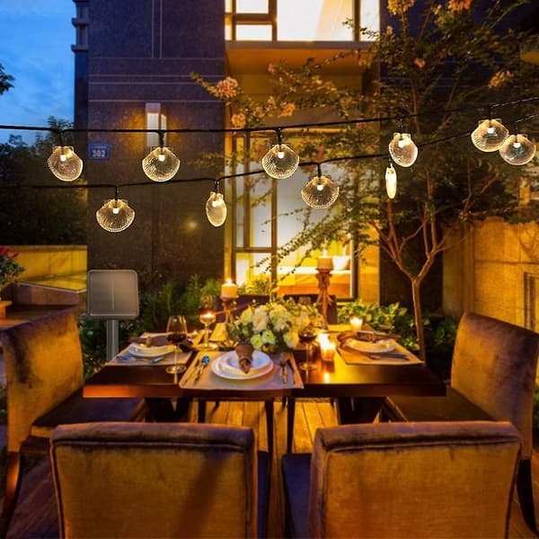Shell Solar String Lights, 6m, 30 lys, Bryllup Jul Bursdag Ferie Rom Gård Dekorative Led Lys
