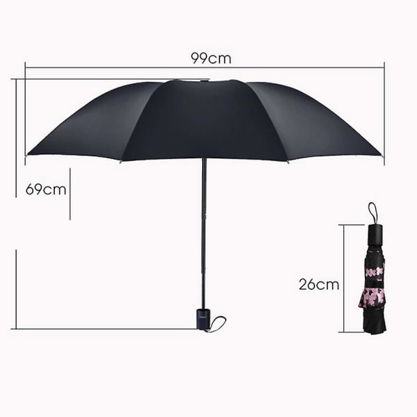 Paraply för män, regn, kvinna, vindtät, stor, 3d-blommönster, solskydd, 3-faldig paraply, utomhusparaply（A）