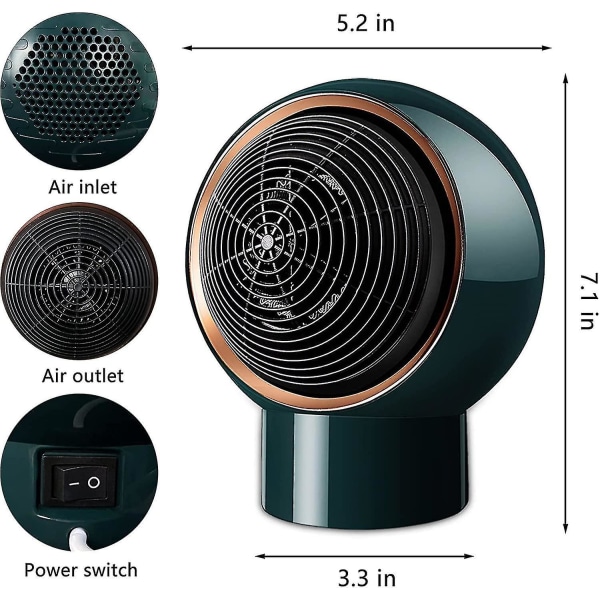 Stationær varmeapparat til indendørs brug 500w bærbar energibesparende støjsvag lille bordvarmer egnet til indendørs hvid