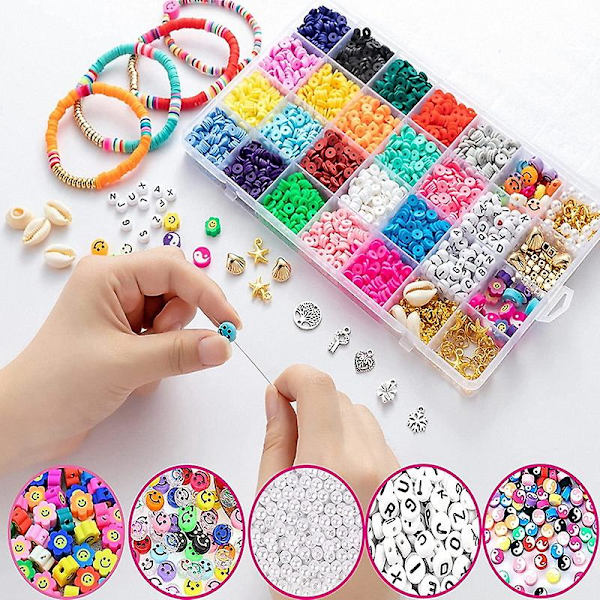 24 rutnät mjuk lera mjuka keramiska pärlor Diy set låda handgjord Diy pärlset