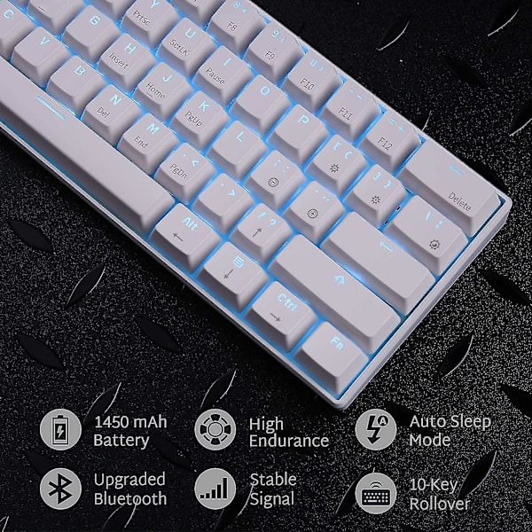 Rk Royal Kludge Rk61 Trådlöst 60% Mekaniskt Tangentbord, 61 Tangenter Bluetooth Mekaniskt Tangentbord, Kompakt SpelTangentbord Med Programmerbar Programvara (hot-