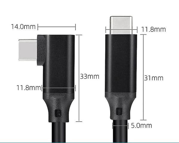 Vr Data Kabel Albue Type-c Data Kabel Usb3.1 Gen 2 Dobbelt Han Video Projektion Kabel 20 Vr Mobil Spil Kabel 5M Grå