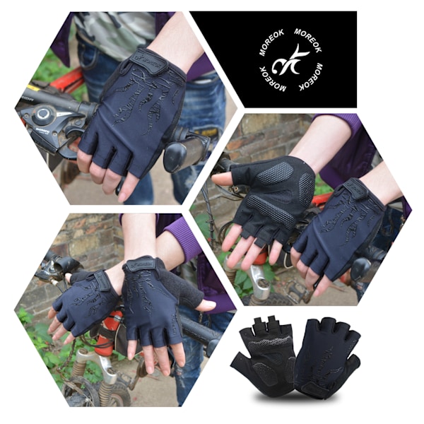 Mikrofiber Lycra Andningsbara Stötsäkra Ridhandskar Herr Halv F